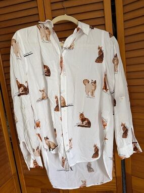 Cat Print Button-down Cardigan